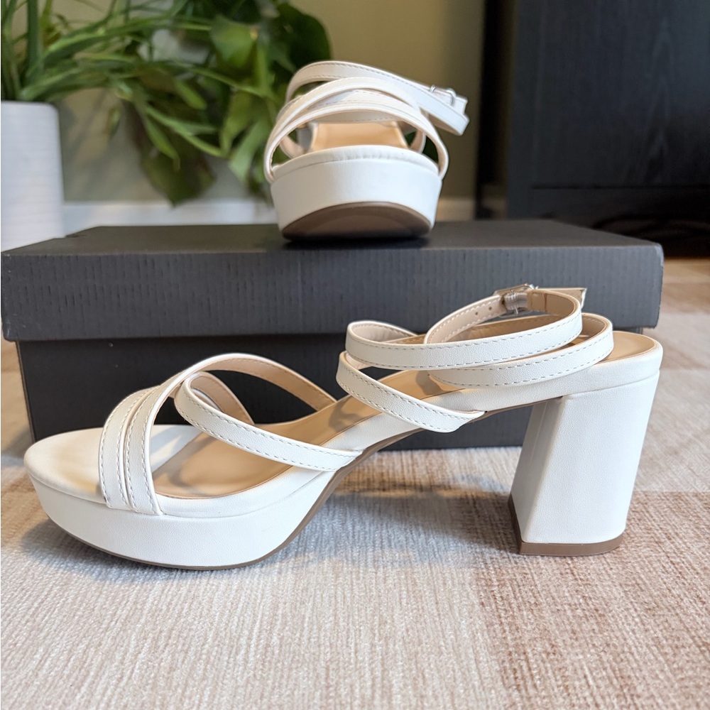 Lulu's White Multi-Strap Block Heels - Picture 5 of 10